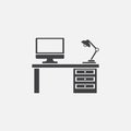 Workplace glyph icon. Monochrome style design simple element. Black color workplace icon for web and mobile. Project Management Royalty Free Stock Photo