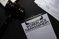 Workplace Harassement text on Document and gavel  on office desk. Law concept Royalty Free Stock Photo