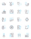 Workplace hygiene linear icons set. Sanitation, Cleanliness, Disinfection, Sterilization, Hygiene, Purity, Unsullied Royalty Free Stock Photo