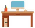 Workplace icon. Computer desk. Home office furniture