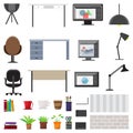 Workplace Interior Elements Set