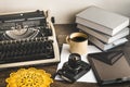 Workplace Of A Journalist, Writer, Blogger. Creative Studio Author Concept Royalty Free Stock Photo