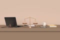 Workplace lawyer. Table front view. 3d rendering Royalty Free Stock Photo