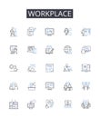 Workplace line icons collection. Bundle, Container, Load, Stack, Satchel, Parcel, Kit vector and linear illustration