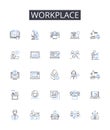 Workplace line icons collection. Office Space, Job Site, Occupation Area, Business Center, Work Locale, Employment Z