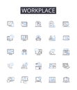 Workplace line icons collection. Office Space, Job Site, Occupation Area, Business Center, Work Locale, Employment Z
