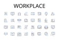 Workplace line icons collection. Office Space, Job Site, Occupation Area, Business Center, Work Locale, Employment Z