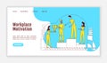 Workplace motivation landing page flat silhouette vector template