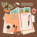 Workplace with a personal diary. Personal planning and organization Royalty Free Stock Photo