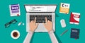 Workplace of programmer or coder. Royalty Free Stock Photo