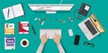 Workplace of programmer or coder. Royalty Free Stock Photo