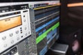 The workplace in the recording studio with program on computer DJ or songwriter to create a new music Royalty Free Stock Photo