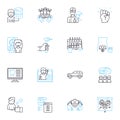 Workplace Safety linear icons set. Compliance, Hazards, Risk, Prevention, Training, Emergency, Response line vector and