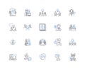 Workplace searching line icons collection. Employment, Job hunt, Recruiting, Careers, Job market, Nerking, Job fairs