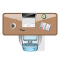 Workplace top view. office tools on table Royalty Free Stock Photo