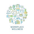 Workplace wellness abstract color concept layout with headline