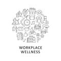 Workplace wellness abstract linear concept layout with headline Royalty Free Stock Photo