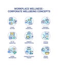 Workplace wellness concept icons set