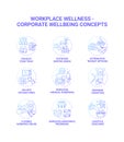 Workplace wellness concept icons set