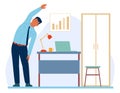 Workplace workout people. Man doing sport exercises in office. Healthy lifestyle. Workspace physical training. Worker Royalty Free Stock Photo