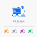 workplace, workstation, office, lamp, computer 5 Color Glyph Web Icon Template isolated on white. Vector illustration Royalty Free Stock Photo
