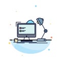 workplace, workstation, office, lamp, computer Flat Color Icon Vector