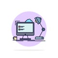 workplace, workstation, office, lamp, computer Flat Color Icon Vector Royalty Free Stock Photo