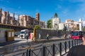 The works and construction site for the construction of the new metro Line C in front of the Colosseum. Underground Line C in Roma