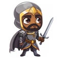 Moorish Knight: A Muslim knight from Al-Andalus, armored in chainmail and bearing a scimitar, on a white background