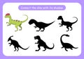 Worksheet connect the dinosaur with its shadow