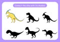 Worksheet connect the dinosaur with its shadow