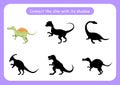 Worksheet connect the dinosaur with its shadow