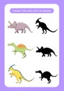 Worksheet connect the dinosaur with its shadow