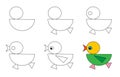 Worksheet easy guide to drawing cartoon chick. Simple step by step drawing tutorial for little children