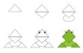 Worksheet easy guide to drawing cartoon frog. Simple step by step drawing tutorial for little children Royalty Free Stock Photo