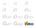 Worksheet easy guide to drawing cartoon train. Simple step-by-step drawing tutorial for kids