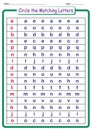 worksheet for kids, circle the letters that match the first letter in each row, educational activities