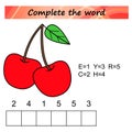 Worksheet for kids. Words puzzle educational game for children. Place the letters in right order.