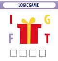 Worksheet for preschool kids. Words puzzle educational game for children. Place the letters in right order. Cute illustration of l