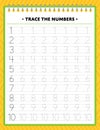 Tracing Numbers Activity Sheets for children