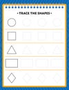 Tracing Shapes Activity Sheets for Children