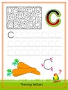 Worksheet for tracing letters. Find and paint all letters C. Kids activity sheet. Educational page for children coloring book. Royalty Free Stock Photo