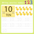 Worksheet Writing practice number ten