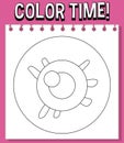 Worksheets template with color time! text eyeball outline Royalty Free Stock Photo
