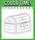 Worksheets template with color time! text and treasure outline