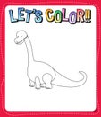 Worksheets template with letÃ¢â¬â¢s color!! text and dinosaur outline