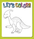 Worksheets template with letÃ¢â¬â¢s color!! text and dinosaur outline