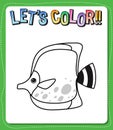 Worksheets template with letÃ¢â¬â¢s color!! text and fish outline
