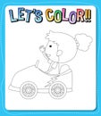 Worksheets template with letÃ¢â¬â¢s color!! text and girl outline