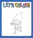 Worksheets template with letÃ¢â¬â¢s color!! text and gnome outline